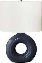Monarch Specialties I 9670 Lighting, 24" H, Table Lamp, Blue Ceramic, Ivory/Cream Shade, Contemporary, Modern
