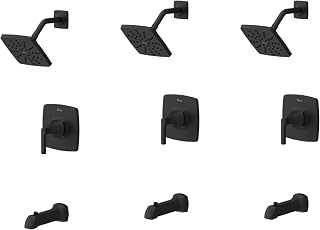 Pfister Vaneri Tub & Shower Trim Kit, Valve and Cartridge Included, 1-Handle, Matte Black Finish, 8P8WS2VRISBB (Pack of 3)