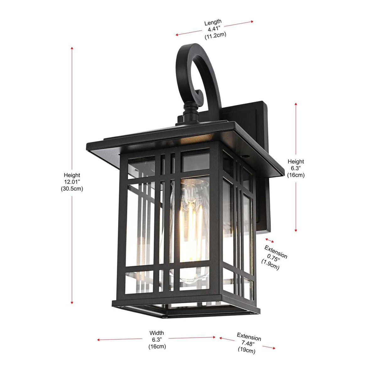 Harley One Light Outdoor Wall Sconce Black by Lighting Design – Aluminum, Black, Model OD613W12BK