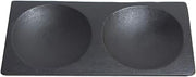 PacknWood 209BBGALGAL - Bamboo Plate with Two Compartments - Mini Black Bamboo Plate with Two Bowl Compartments - Biodegradable Miniature Bamboo Dish - (Case of 96), (4.7" x 2.4")