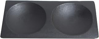PacknWood 209BBGALGAL - Bamboo Plate with Two Compartments - Mini Black Bamboo Plate with Two Bowl Compartments - Biodegradable Miniature Bamboo Dish - (Case of 96), (4.7" x 2.4")