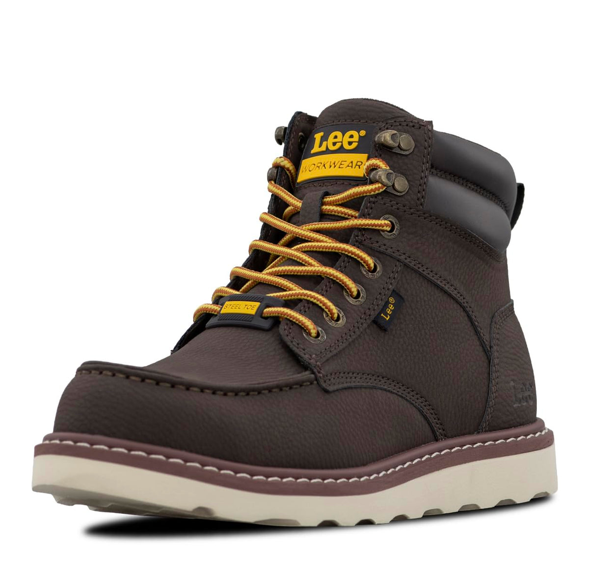 Men's Russet Steel Toe Work Boot by Lee – 6.5 Wide, Chocolate, Model M000274-201