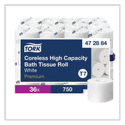 Coreless High-Capacity Toilet Paper Roll by Tork – 250 ft, Paper,Wood, White, Model 472884