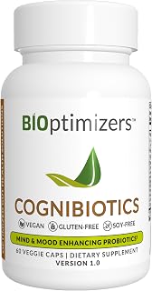 BIOptimizers Cognibiotics Probiotic Brain Supplement - Helps Support Mood, Better Focus, Memory, Mental Clarity - 60 Capsules