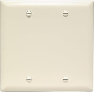 Legrand Pass & Seymour TP23LACC12 Trademaster Mid-Size Unbreakable Nylon Wall Plate, 2 Gang, Two Blank Device Mount Cover, Light Almond (1 Count)