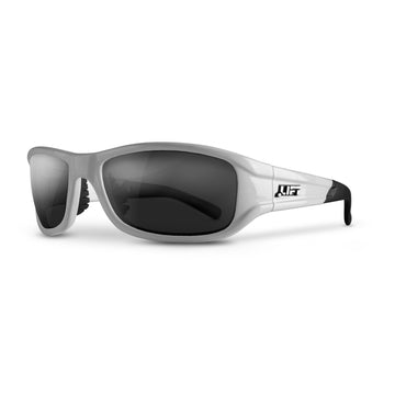 Alias Safety Glasses (White Frame/Smoke Lens) by LIFT Safety – One Size, Polycarbonate, White Frame/Smoke Lens, Model EAS-10WST