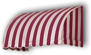 AWNTECH 10.38 FT. Savannah Fixed Awning 124.5 in. W X 44 in. H X 36 in. D Acrylic Fabric in Burgundy/TAN Stripe SV33-10BT