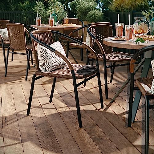 Flash Furniture Dark Brown / Set of 4 / Contemporary Patio Dining Chairs