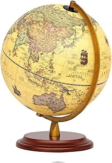 Wooden Base Illuminated Globe 12. 5 Inch Retro Tabletop Rotating...(25cm)