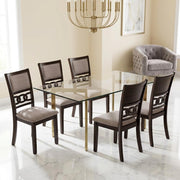 Solid Wood Dining Chairs with Fabric Seat by Starlight Canyon Home – 18.25 x 21.5 x 38.5 inches, Wood, Brown, Pack of 6