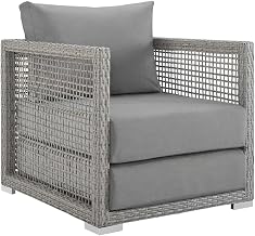 Gray Rattan Outdoor Patio Armchair for Stylish Comfort, Durable Frame, Modern Design, Suitable for Garden, Balcony, Or Poolside Relaxation
