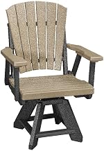 American Furniture Classics Model 130-D-WWBK Dining Height Swivel Arm Chair in Weatherwood with a Black Base, Made in the USA