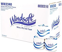 Windsoft WIN2240B 2-Ply Septic Safe Individually Wrapped Rolls Bath Tissue - White (96 Rolls/Carton)