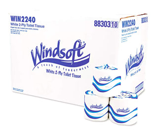 WIN2240B 2-Ply Septic Safe Individually Wrapped Rolls Bath Tissue - White (96 Rolls/Carton) by Windsoft – Pack Of 1, Paper, white, Pack of 96, Model UTD-WNS2240
