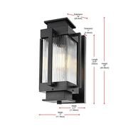 Harlan One Light Outdoor Wall Sconce Black by Lighting Design – Iron, Black