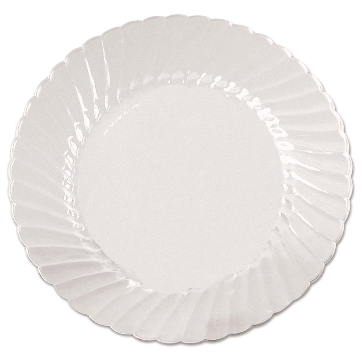 Classicware Clear Plastic 6" Dessert Plates, Bulk Case of 180, Round Heavyweight Fluted, Disposable, Durable, Elegant and Reu