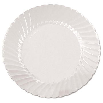 Classicware Clear Plastic 6" Dessert Plates, Bulk Case of 180, Round Heavyweight Fluted, Disposable, Durable, Elegant and Reu