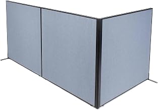 Global Industrial 60-1/4"W x 60" H Freestanding 3-Panel Corner Room Divider, Blue