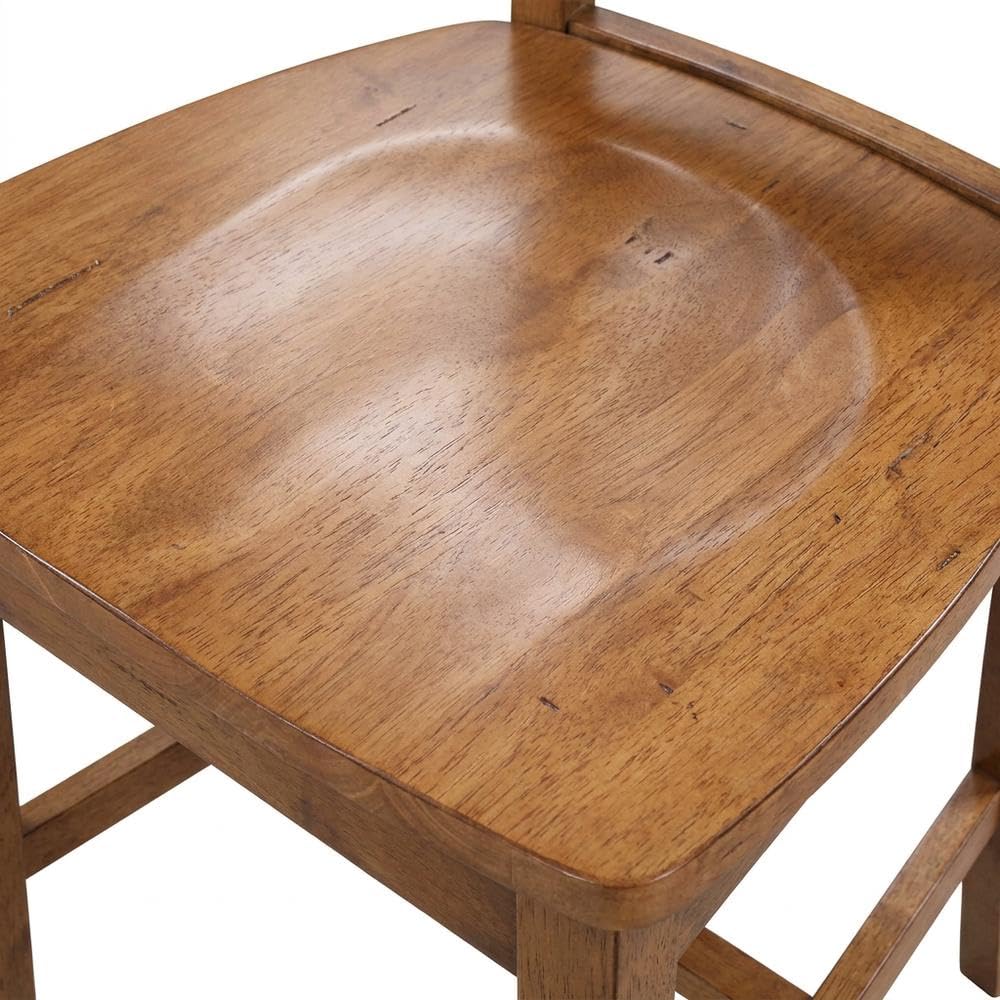 Hardwood Dining Chair with Distressed-Finish Splatback by Furnifact – Wood, Distressed Oak
