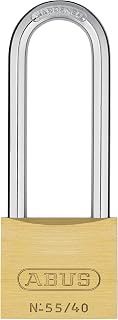 ABUS 55/40HB63 Solid Brass Padlock with 2 Keys for School, Gym | 1 1/2in (40mm) Wide, Long Shackle, Keyed Different
