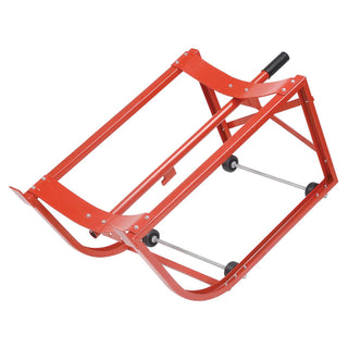 Standard 55 Gallon Drum Cradle with 2-1/2" Polyolefin Wheels by Global Industrial – 31.75"L x 19.75"W x 20"H, Steel, Red, Model 233572