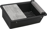 Ruvati 30-in Black Granite Undermount Workstation Kitchen Sink - RVG2310BK
