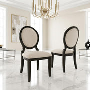 Polyester-Upholstered Dining Side Chair with Oval Back Set of by Furnifact – Wood, Brown, Pack of 2