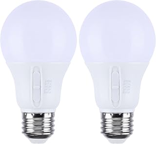 Satco S12143 9.5 Watt A19 LED Lamp E26 Medium Base 5CCT Selectable 2700K-5000K 800 Lumens 120 Volt Dimmable Enclosed Rated 90 CRI Frost Finish Bulb Indoor General Purpose Lamp Replacement (2 Pack)