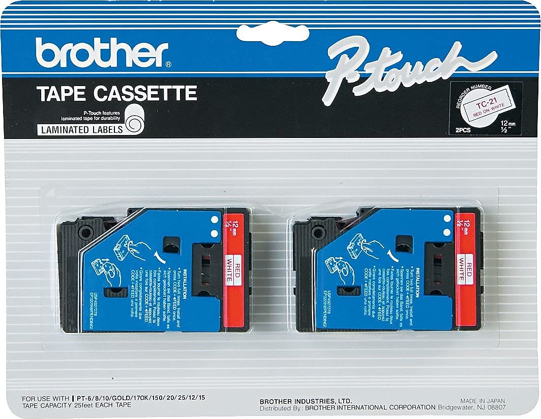 0.50"x 25" Continuous Form Label () by Brother – 1/2" x 25-1/5 ft., Paper, White, Model BRTTC21