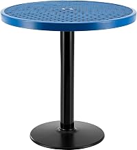 Global Industrial 36" Round Outdoor Counter Height Table with Pedestal Base, 36" H, Blue