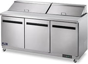 Arctic Air AMT72R 71.5" Three Solid Doors Refrigerated Mega Top Sandwich/Salad Prep Table, Stainless Steel, 115v