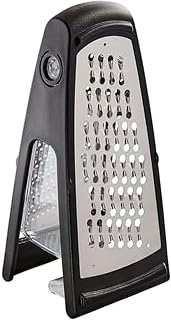 Farberware Professional Box Grater with Container, Stainless Steel Coarse and Fine Blades, Nonslip Base, Easy-Grip Handle, Dishwasher Safe - Cheese, Vegetable, Chocolate Grater with Catch Tray