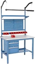 Global Industrial 48" W x 36" D Workbench, 1-5/8" Thick Plastic Laminate Safety Edge Complete Bench, Blue