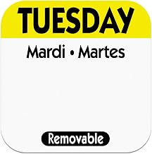 Tuesday Day Dot Removable Label 1" 1000 / Roll