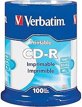 Verbatim CD-R 52X 700MB/80 Minute White Inkjet Printable 100 Pack Spindle