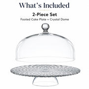 Bossa Nova Footed Cake Plate with Dome by Nachtmann – One Size, Crystal, Clear, Model 0099528-0