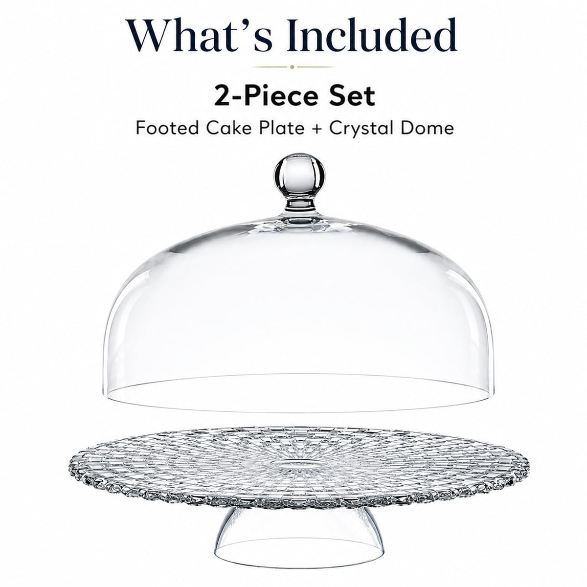 Bossa Nova Footed Cake Plate with Dome by Nachtmann – One Size, Crystal, Clear, Model 0099528-0