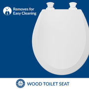 500EC Durable Wood Toilet Seat with Easy Clean Hinges by Bemis – Round, Wood, White, Pack of 6, Model 7B500EC6P 000
