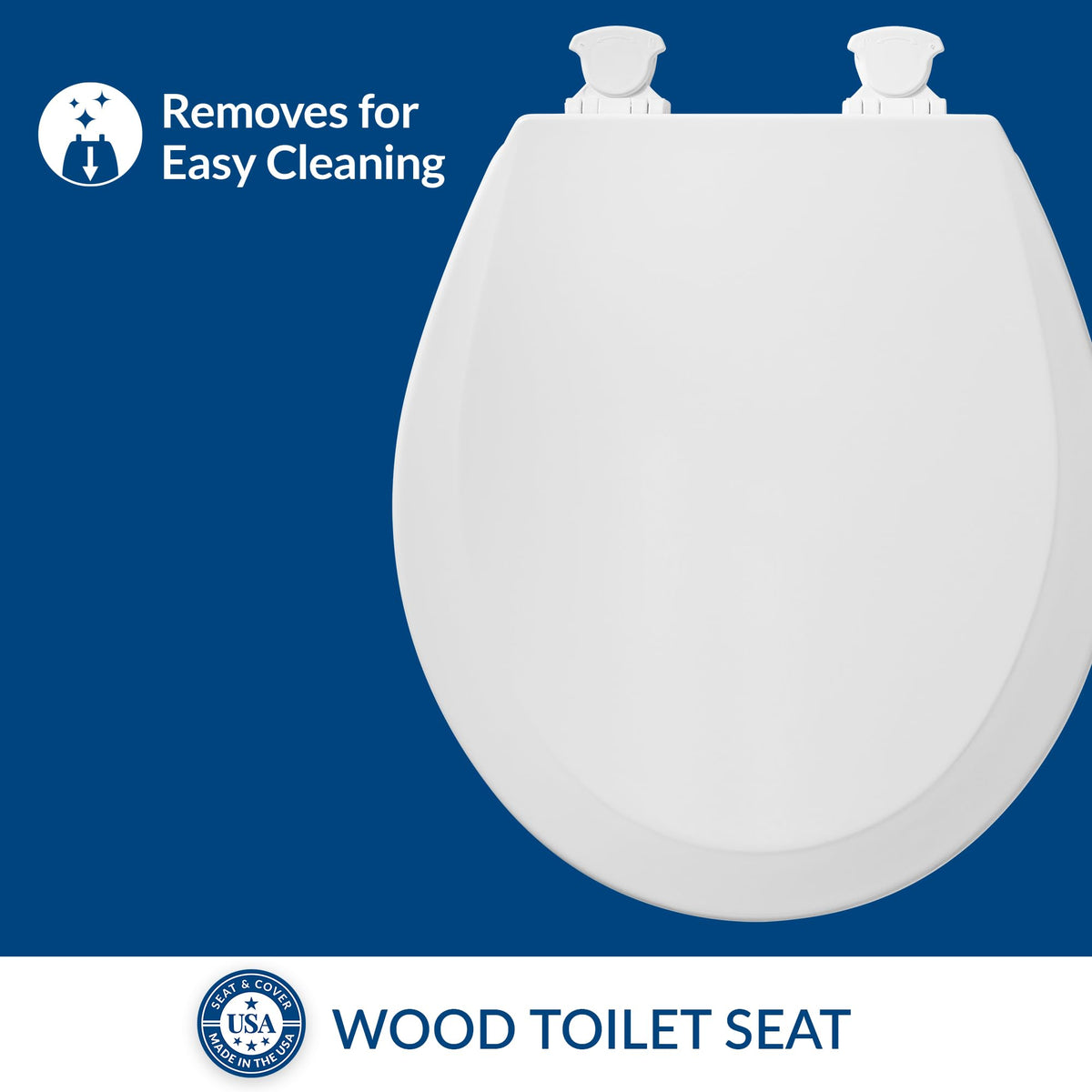 500EC Durable Wood Toilet Seat with Easy Clean Hinges by Bemis – Round, Wood, White, Pack of 6, Model 7B500EC6P 000