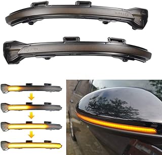 MK7 GTI Sequential Turn Signal Side Mirror Indicator Light | Compatible with VW Golf MK7 7.5 VII GTI R GTD TSI Jetta MK7 GLI, Dynamic LED Side Marker Blinker Lamp, Smoked Lens, 2Pcs