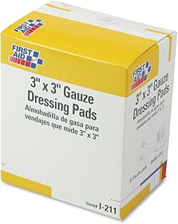 First Aid Only I211 Gauze Dressing Pads 3-Inch x 3-Inch 10/Box