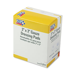 I211 Gauze Dressing Pads 3-Inch x 3-Inch 10/Box by First Aid Only – 4.25" x 4.5" x 3.5", Plastic, White, Pack of 10, Model FAOI211