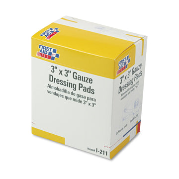 I211 Gauze Dressing Pads 3-Inch x 3-Inch 10/Box by First Aid Only – 4.25" x 4.5" x 3.5", Plastic, White, Pack of 10, Model FAOI211