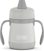 Thermos Kids Stainless Steel Sippy Cup with Handles, 7 Ounces, Pastel Gray