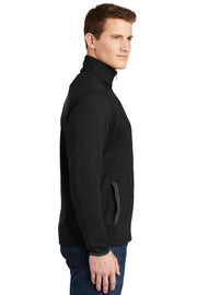 Unisex Sport-Wick Stretch Contrast Full Zip Jacket by SPORT-TEK – Medium, 100 % Polyester,Spandex, Black/ Charcoal Grey, Model ST853