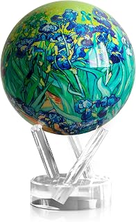 MOVA Self Rotating Globe, Van Gogh Irises Classic (4.5") | solar powered globe, no batteries or cords, gift for art lovers, premium kinetic display, decorative desk display