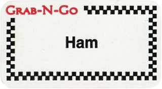 HUBERT "Ham" Grab-N-Go Food Information Labels Imprinted - 1 3/4"L x 7/8"H, 1000 Per Roll