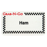 "Ham" Grab-N-Go Food Information Labels Imprinted - 1 3/4"L x 7/8"H by HUBERT – 1.75*7.625 inches, Paper, White, Pack of 1000, Model 34263