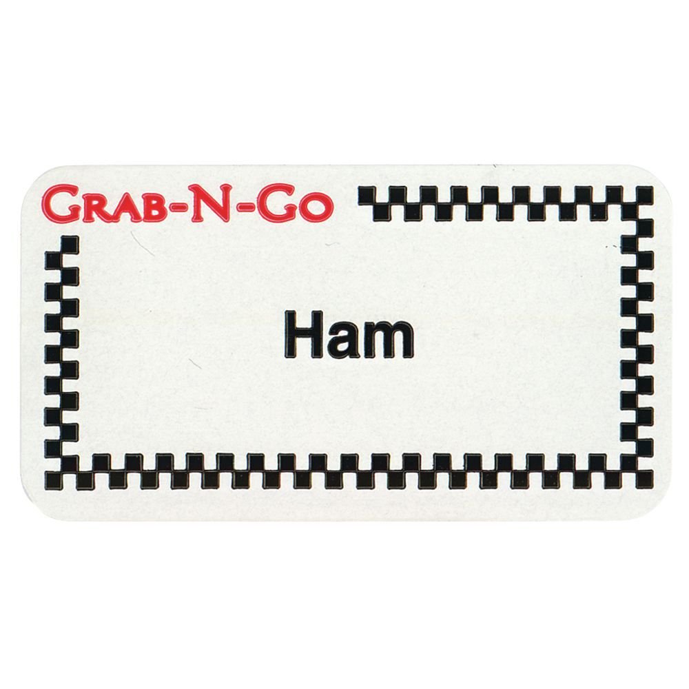 "Ham" Grab-N-Go Food Information Labels Imprinted - 1 3/4"L x 7/8"H by HUBERT – 1.75*7.625 inches, Paper, White, Pack of 1000, Model 34263