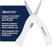 Westcott Travel Safe Titanium-Bonded Mini Folding Scissors for Fabric and Paper, TSA Compliant and Portable for Crafting, Sewing Supplies, & More